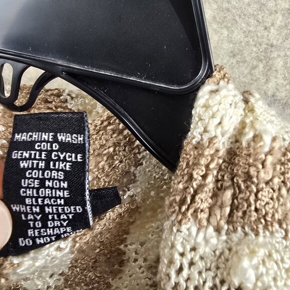 Rue21 Striped Fringe Open Front Cardigan Sweater Medium Beige - Picture 4 of 6